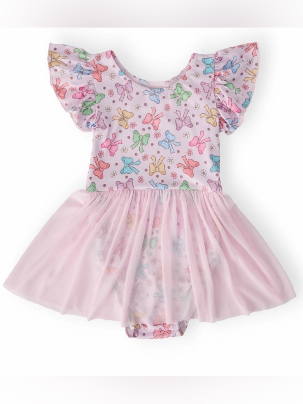 Springtime Bows Short Sleeve Twirl Lavender Leotard